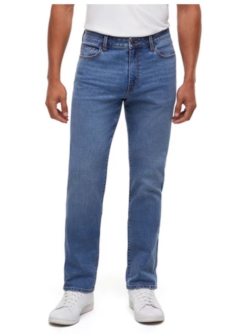 Express Men’s Slim Straight Stretch Jeans - Medium Blue Wash